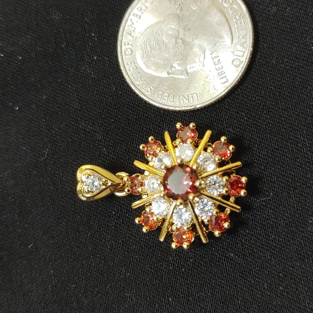 New simulated ruby cz gold filled pendant - Picture 2 of 9